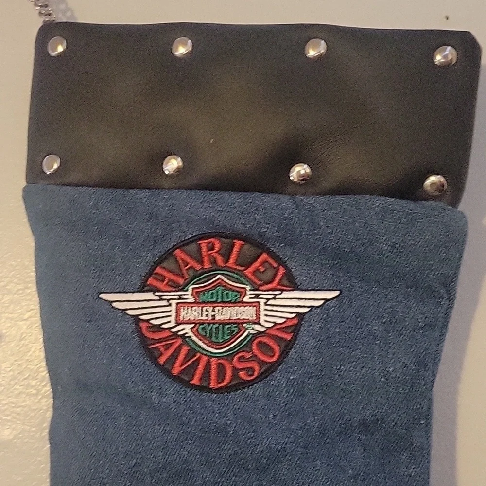Vintage Harley-Davidson Denimand Leather Christmas Stocking